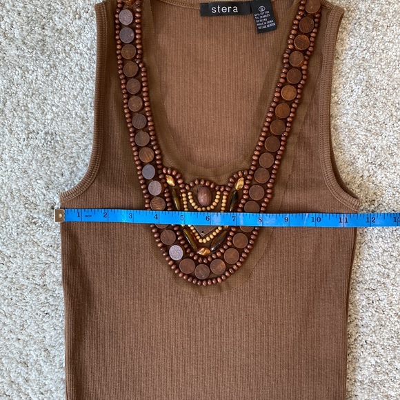 Brown Stera wood beaded tank. Small - Picture 6 of 6